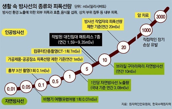 방사선 피폭. 출처=원자력안전위원회