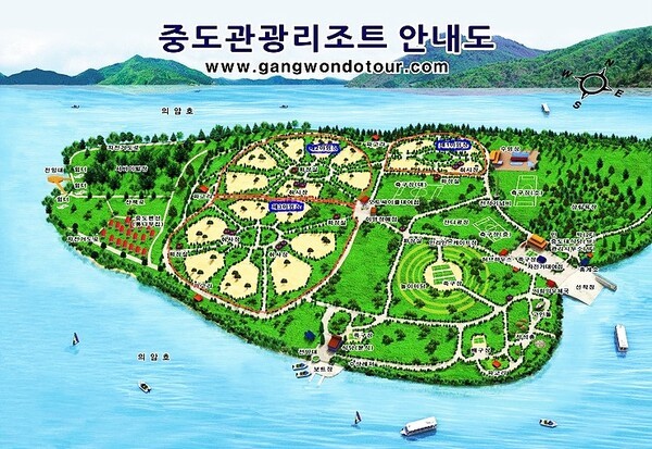 한때 많은 시민의 사랑을 받았던 중도관광리조트 안내도.