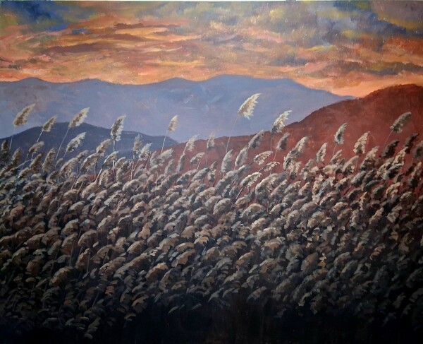 reeds-노을과 함께   227.3cm x 181.8cm  캔버스에 아크릴   2025